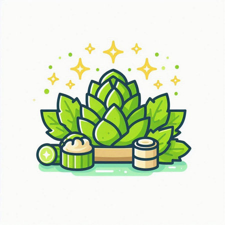 Cute vector illustration of green succulent in trendy linear style.のイラスト素材