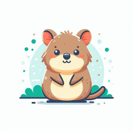 Cute hamster sitting on the grass. Vector illustration in cartoon style.のイラスト素材