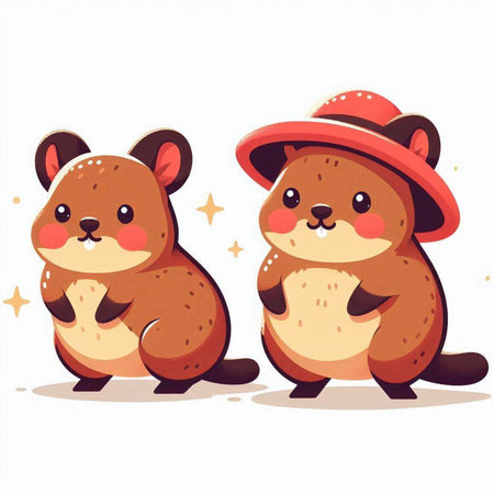 Cute hamster in hat. Vector illustration on white background.のイラスト素材
