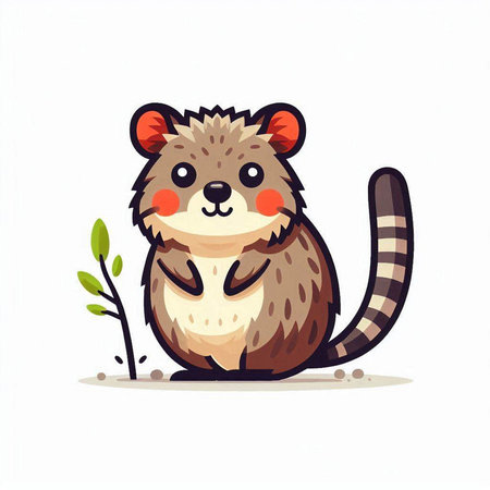 Cute cartoon beaver. Vector illustration isolated on white background.のイラスト素材