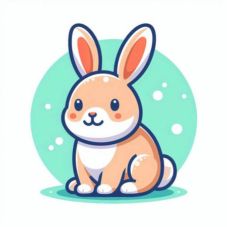 Cute cartoon rabbit. Vector illustration of a cute rabbit on a white background.のイラスト素材
