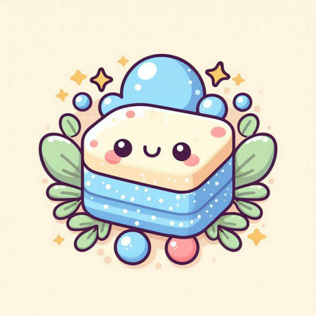 Cute cartoon kawaii ice cream vector illustration. Kawaii ice cream character.のイラスト素材