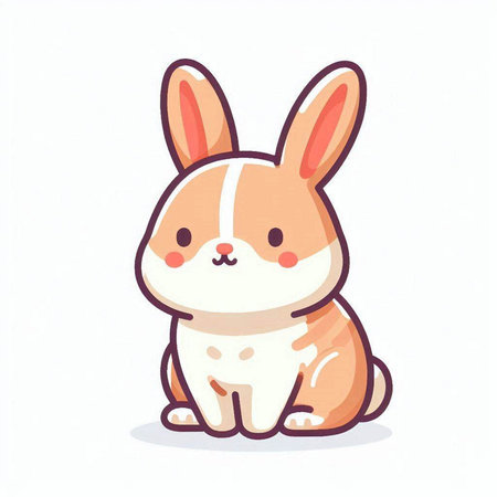 Cute cartoon rabbit. Vector illustration isolated on a white background.のイラスト素材