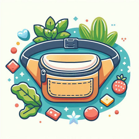 Vector illustration of a bag with a belt on a white background.のイラスト素材