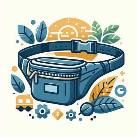 Vector illustration of a man's belt with a buckle in doodle style.のイラスト素材
