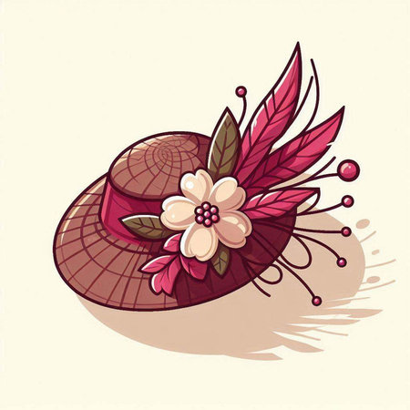 Illustration of a hat with a flower on a white background.のイラスト素材