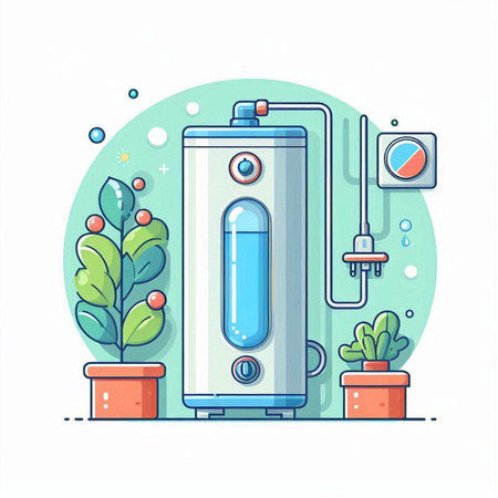 Water boiler for heating water. Vector illustration in flat cartoon style.のイラスト素材