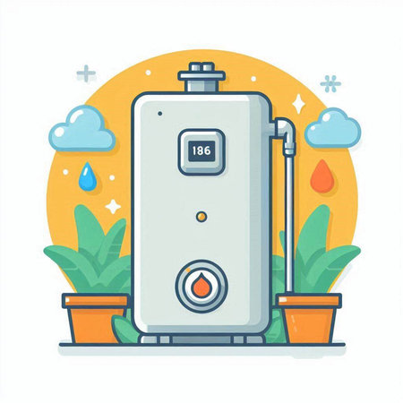 Water boiler for heating water. Vector illustration in a flat style.のイラスト素材