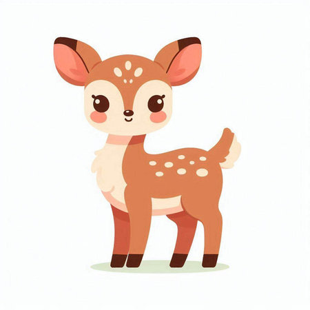 Cute little deer cartoon character. Vector illustration of cute baby deer.のイラスト素材