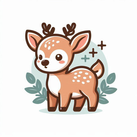 Cute little deer. Vector illustration in cartoon style on white background.のイラスト素材