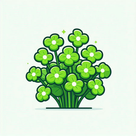 Flower vector illustration. St. Patrick's Day. Green leaves.のイラスト素材
