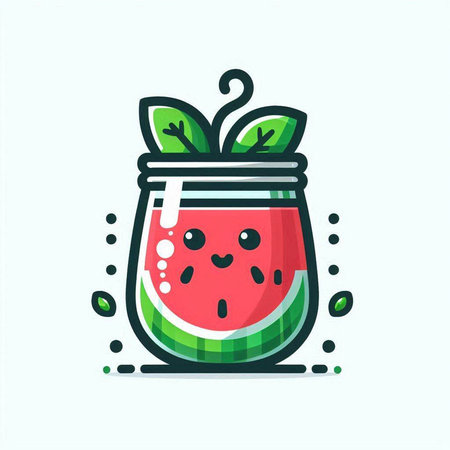 Watermelon smoothie in a jar. Vector illustration in cartoon style.のイラスト素材