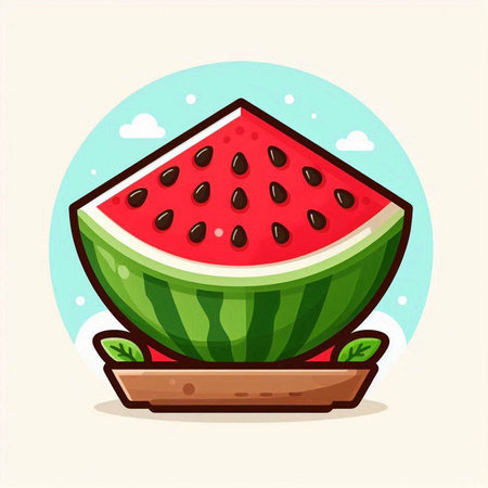 Watermelon fruit icon. Vector illustration of a watermelon slice.のイラスト素材