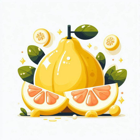 Citrus fruit, pomelo, kaffir lime, lemon. Vector illustration.のイラスト素材