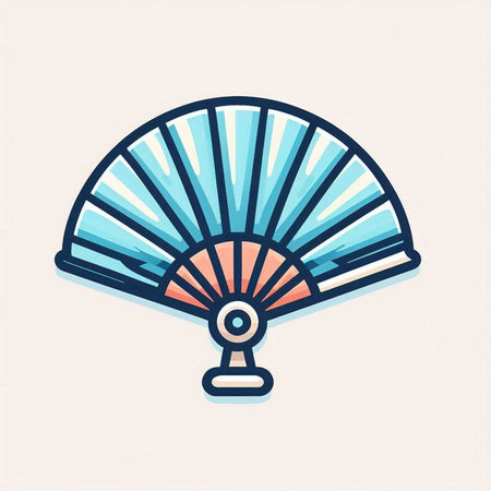 Folding fan icon. Vector hand drawn illustration in line art styleのイラスト素材