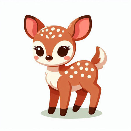 Cute little baby deer isolated on white background. Vector illustration.のイラスト素材
