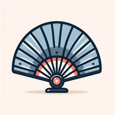 Folding fan icon. Hand drawn vector illustration in cartoon style.のイラスト素材