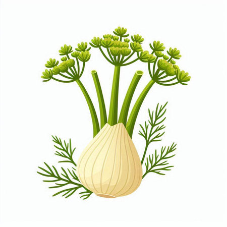 Fresh fennel bulb isolated on white background. Vector illustration.のイラスト素材