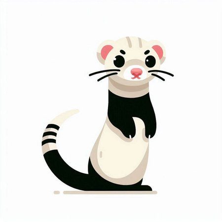Cute ferret isolated on a white background. Vector illustration.のイラスト素材