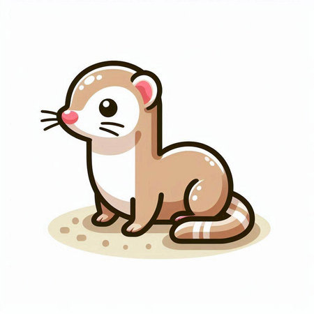 Cute little ferret on a white background. Vector illustration.のイラスト素材