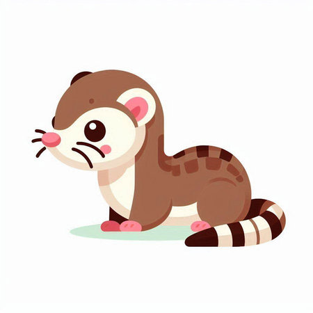 Cute ferret vector illustration isolated on white background. Cute cartoon animal.のイラスト素材