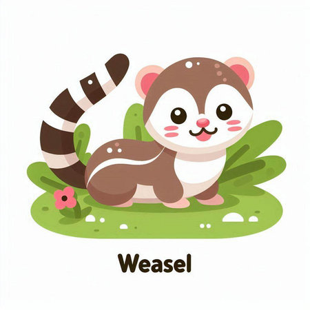 Animal alphabet. Cute cartoon character. Letter W. Vector illustration.のイラスト素材