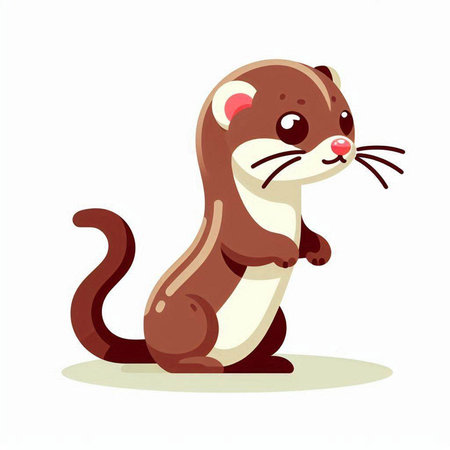 Cute ferret on a white background. Vector illustration in cartoon style.のイラスト素材