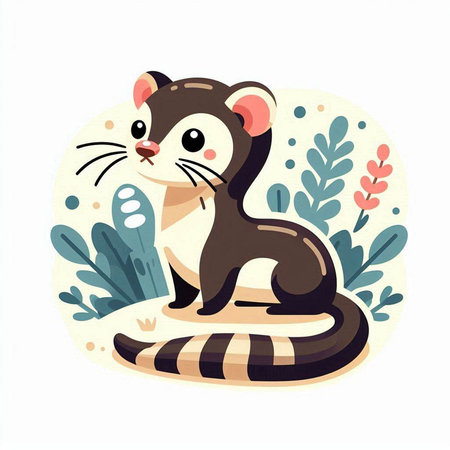 Cute ferret vector illustration. Cute cartoon animal character.のイラスト素材
