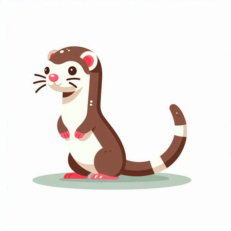 Cute ferret cartoon vector illustration isolated on a white background.vector, icon, symbol, design, illustration, graphic, set, abstract, line, elementのイラスト素材
