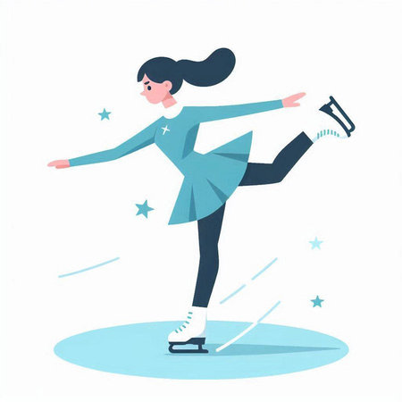 Woman figure skating on ice. Winter sport. Vector illustration in flat style.のイラスト素材