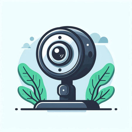 Vector illustration of web camera. Flat design style. Webcam icon.のイラスト素材