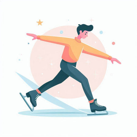 Figure skating. Winter sport. Vector illustration in flat cartoon style.のイラスト素材