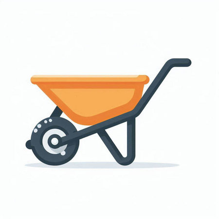 Wheelbarrow icon isolated on white background. Construction equipment. Vector illustration.のイラスト素材