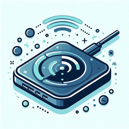 Wireless connection concept, isometric vector illustration on blue background.のイラスト素材