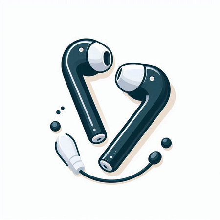 Vector illustration of headphones in cartoon style. Isolated on white background.のイラスト素材