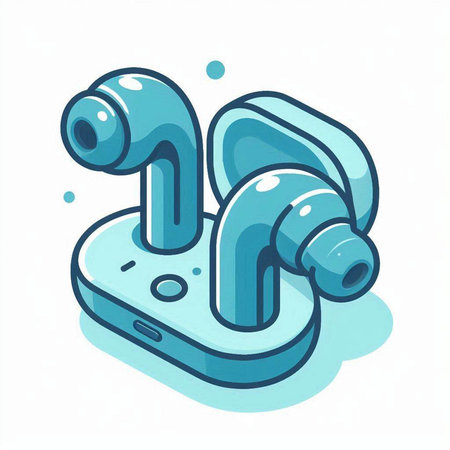 Wireless headphones on a white background. 3d isometric vector illustration.のイラスト素材