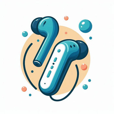 Wireless headphones on a white background. Vector illustration in a flat style.のイラスト素材