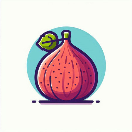 Fruit fig icon. Vector illustration of a fig with a leaf.のイラスト素材