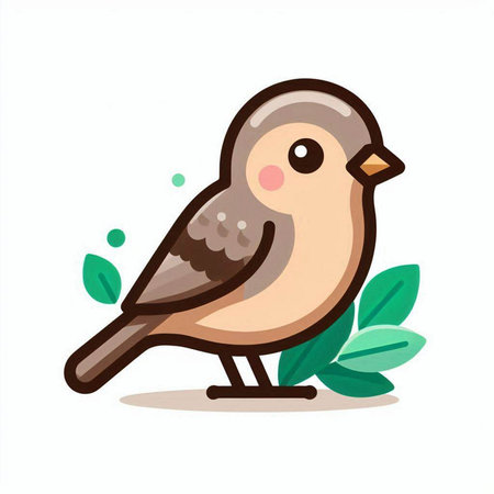 cute little bird on the white background. Vector illustration in cartoon styleのイラスト素材