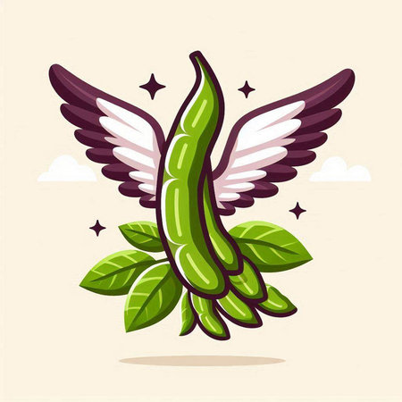Illustration of a green chilli with wings. Vector illustration.のイラスト素材