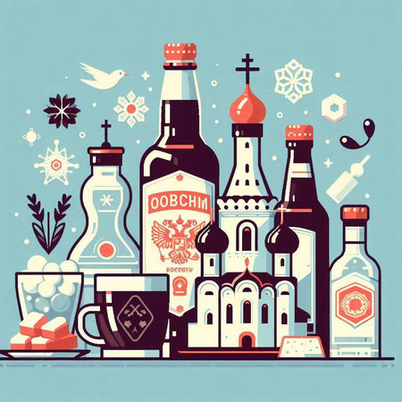 Christmas and New Year background. Vector illustration in flat design style.のイラスト素材