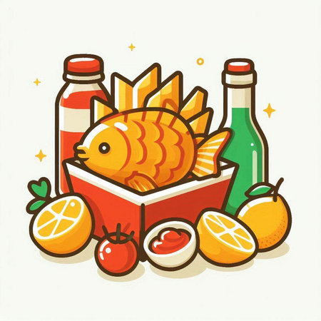 Food for fish in box. Vector illustration of food for fish.のイラスト素材