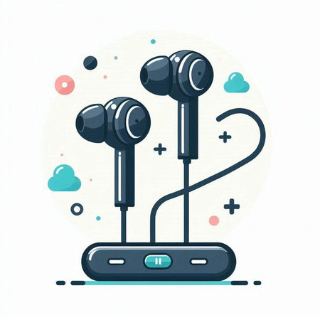 Vector illustration of headphones in flat style on white background. Headphones icon.のイラスト素材