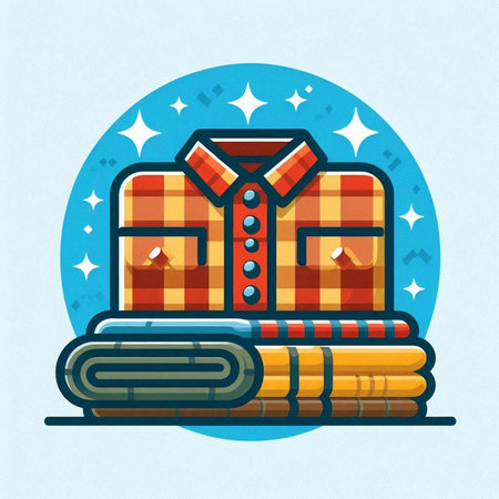 Folded checkered shirt. Vector illustration in flat style.のイラスト素材
