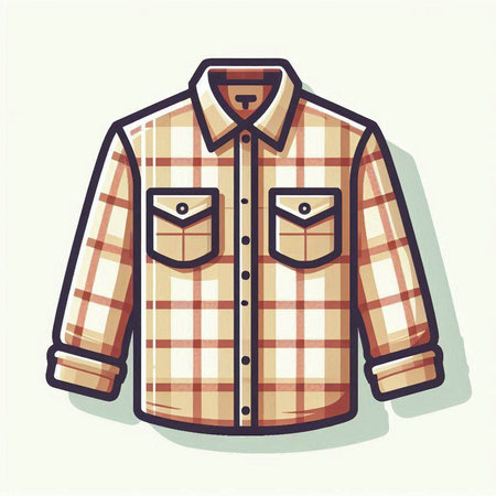 Stylish checkered shirt isolated on white background. Vector illustration.のイラスト素材