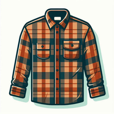 Stylish checkered shirt isolated on white background. Vector illustration.のイラスト素材