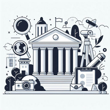 Vector illustration of a flat line art design of business and finance.のイラスト素材