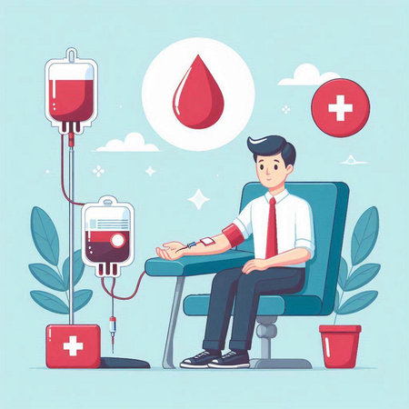 Blood donation concept. Cartoon illustration of blood donation vector concept for web designのイラスト素材