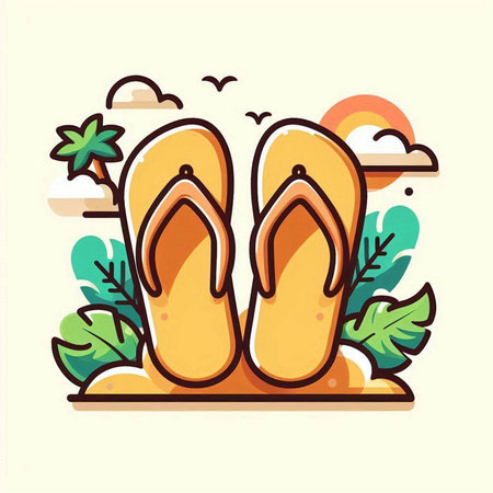Flip flops vector illustration. Summer holiday and vacation icon.のイラスト素材