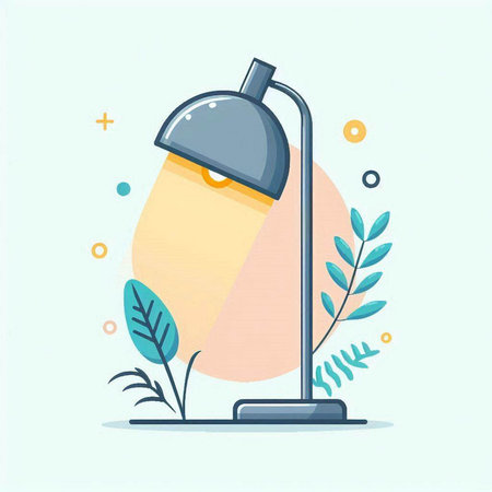 Illustration of a desk lamp. Flat style. Vector illustration.のイラスト素材